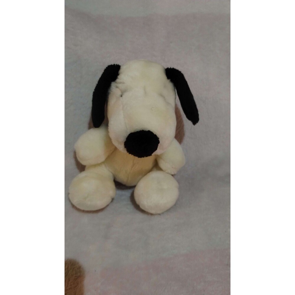 Peanuts Snoopy Vintage 90s Small Plush Stuffed Dog White/Black/Brown Washable